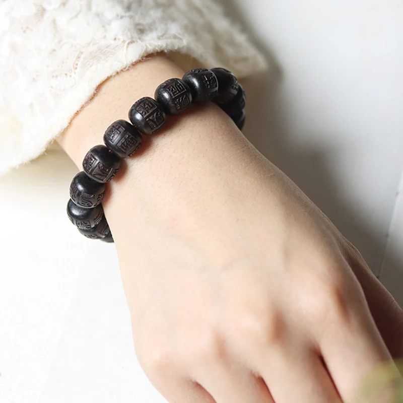 Braccialetto di equilibrio inciso in legno di Buddha Stones tibetano Om Mani Padme Hum - Image 10