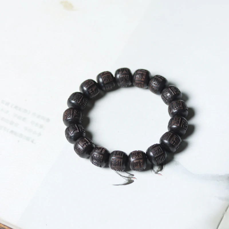 Braccialetto di equilibrio inciso in legno di Buddha Stones tibetano Om Mani Padme Hum - Image 7