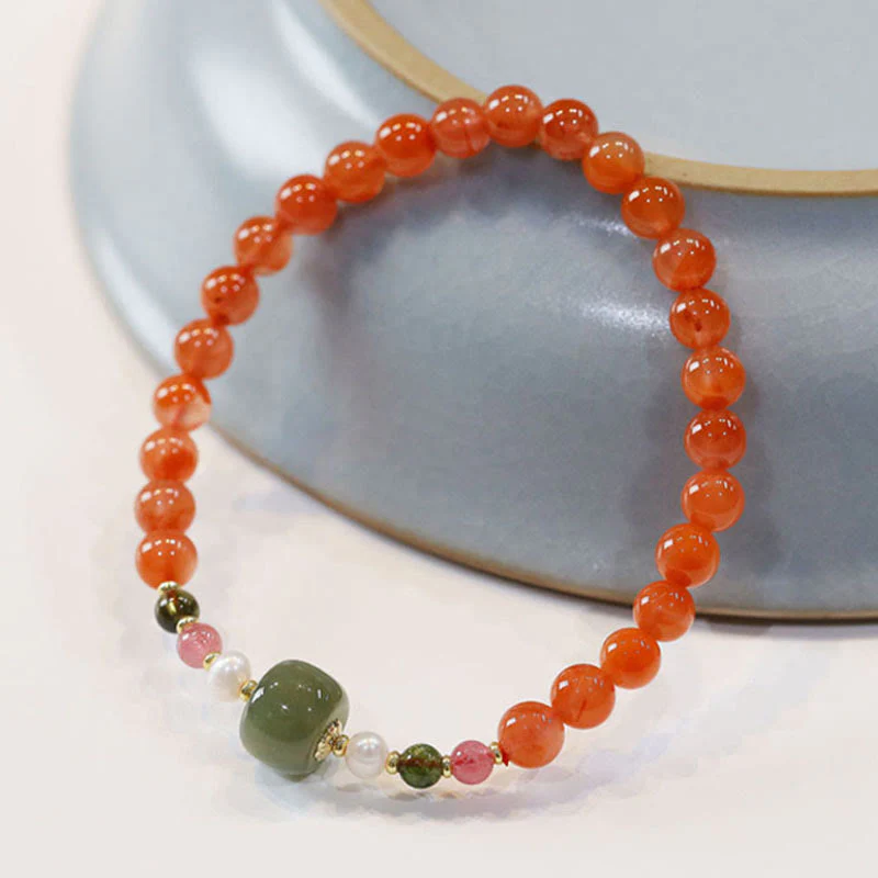 Braccialetto di fiducia e calma in agata rossa naturale Buddha Stones Hetian Jade Bead - Image 2
