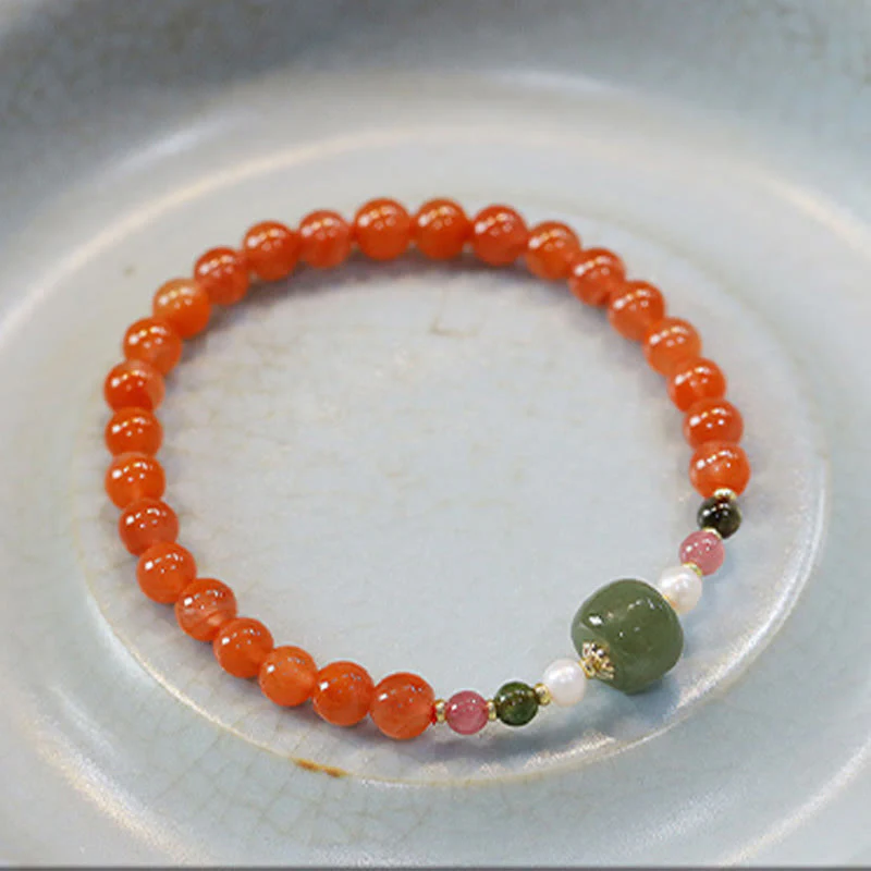 Braccialetto di fiducia e calma in agata rossa naturale Buddha Stones Hetian Jade Bead - Image 3