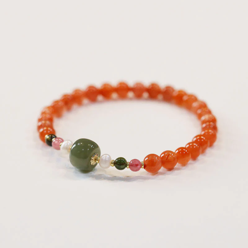 Braccialetto di fiducia e calma in agata rossa naturale Buddha Stones Hetian Jade Bead - Image 5