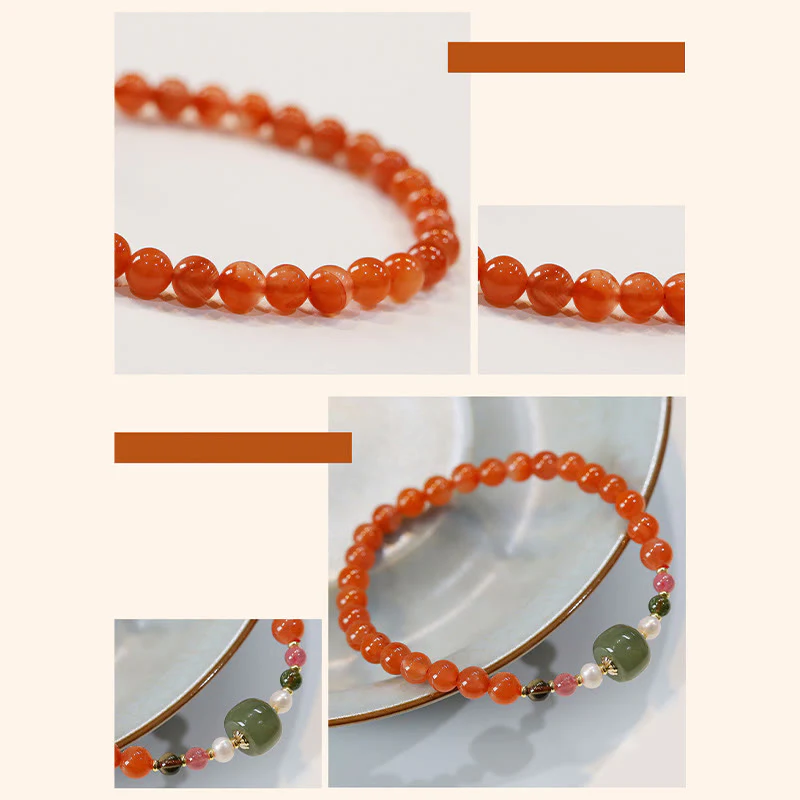 Braccialetto di fiducia e calma in agata rossa naturale Buddha Stones Hetian Jade Bead - Image 7