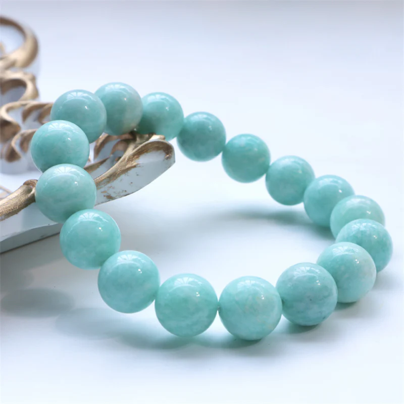 Braccialetto di fiducia in perle di amazzonite naturale Buddha Stones