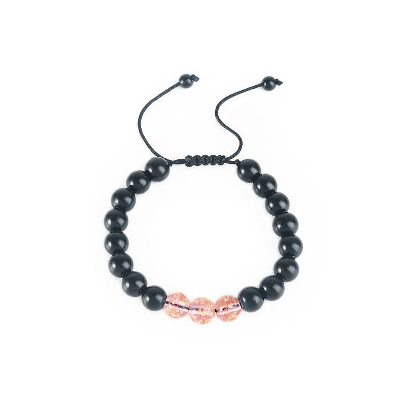 Braccialetto di forza in pietra luminosa con ossidiana nera Buddha Stones - Image 13