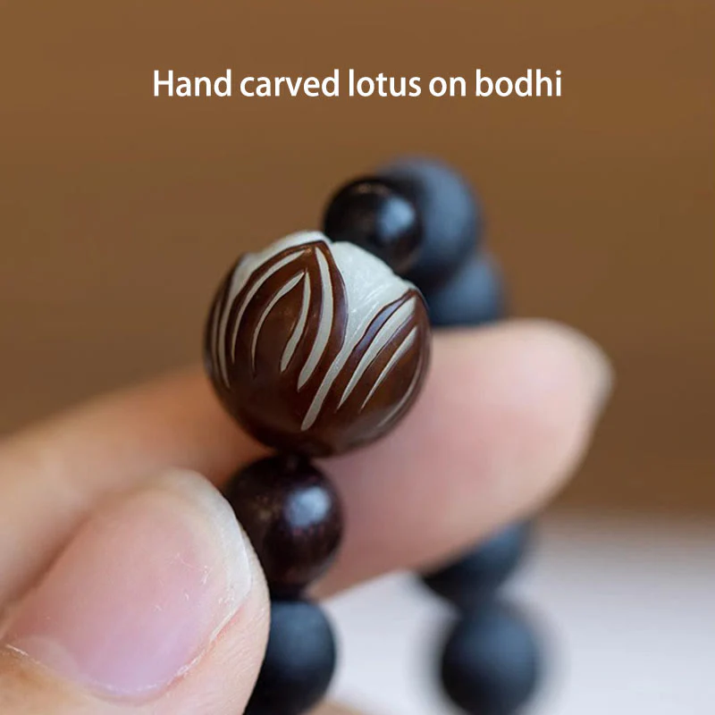 Braccialetto di guarigione Bodhi Lotus con doppio strato di cipresso tibetano Buddha Stones - Image 4