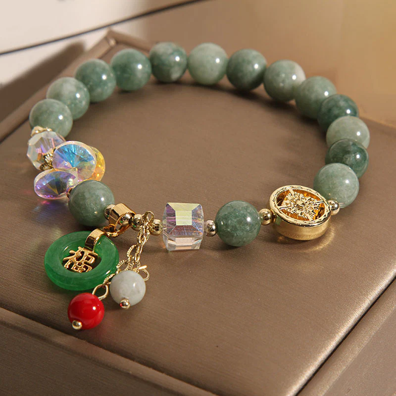 Braccialetto di guarigione con ciondolo a forma di carattere Fu in quarzo fragola e giada Buddha Stones - Image 10