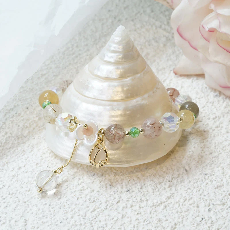 Braccialetto di guarigione con fiori di fluorite, quarzo fragola, quarzo rutilato Buddha Stones - Image 20