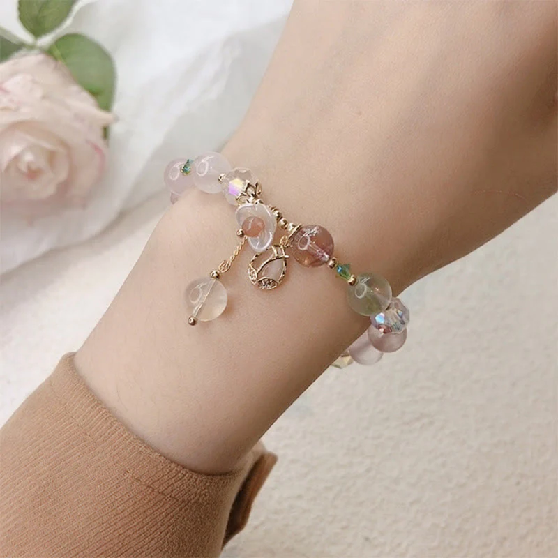 Braccialetto di guarigione con fiori di fluorite, quarzo fragola, quarzo rutilato Buddha Stones - Image 30