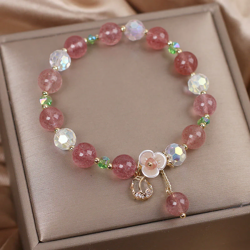 Braccialetto di guarigione con fiori di fluorite, quarzo fragola, quarzo rutilato Buddha Stones - Image 5