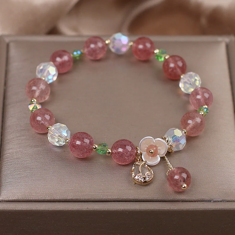 Braccialetto di guarigione con fiori di fluorite, quarzo fragola, quarzo rutilato Buddha Stones - Image 6
