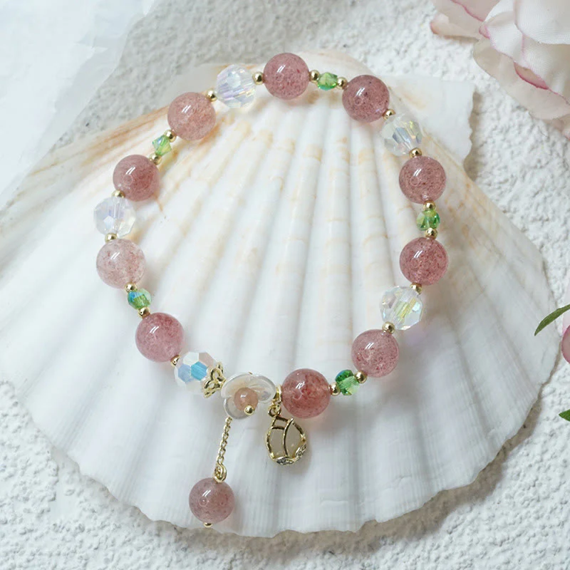 Braccialetto di guarigione con fiori di fluorite, quarzo fragola, quarzo rutilato Buddha Stones - Image 8