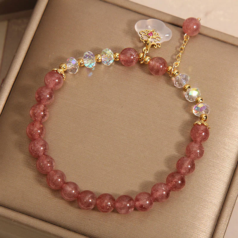 Braccialetto di guarigione con nuvola di buon auspicio in agata bianca, cristallo di quarzo fragola naturale Buddha Stones - Image 3
