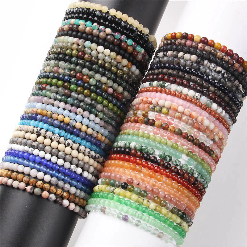 Braccialetto di guarigione con perline di cristallo di varie pietre Buddha Stones da 4 mm