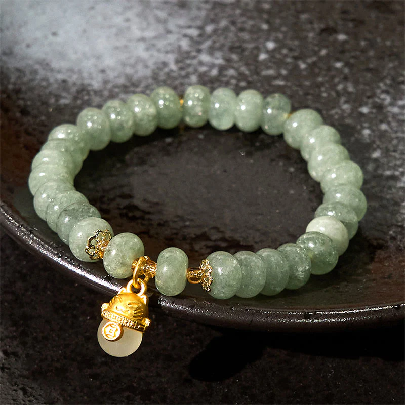 Braccialetto di guarigione con perline di gatto fortunato , Buddha Stones, quarzo fragola, giada ciano - Image 12