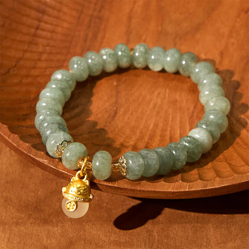 Braccialetto di guarigione con perline di gatto fortunato , Buddha Stones, quarzo fragola, giada ciano - Image 14