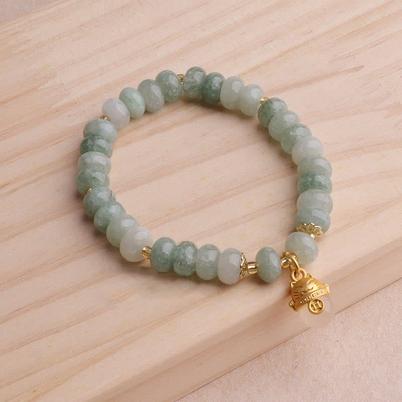 Braccialetto di guarigione con perline di gatto fortunato , Buddha Stones, quarzo fragola, giada ciano - Image 17