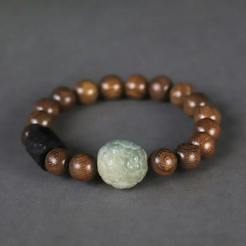 Braccialetto di guarigione con perline di legno di ebano, semi di sandalo Bodhi , Buddha Stones - Image 3