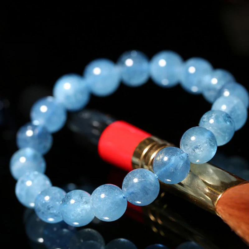 Braccialetto di guarigione della pace con perle di acquamarina Buddhastoneshop - Image 5