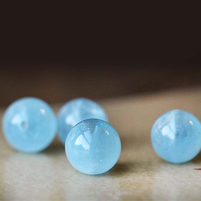 Braccialetto di guarigione della serenità con perle di ambra e acquamarina naturale - Image 15