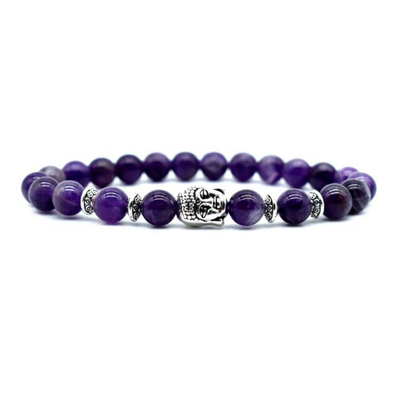 Braccialetto di guarigione dell'amore con Buddha Stones e ametista