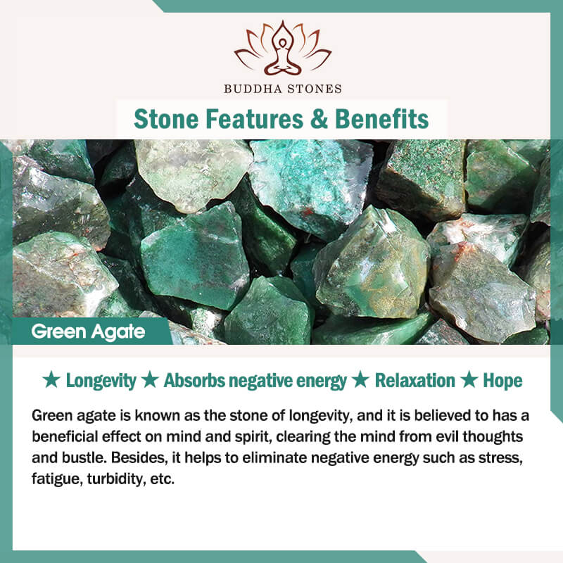 Braccialetto di guarigione in agata verde naturale tibetano Buddha Stones - Image 7