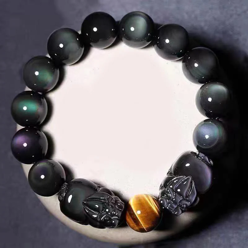 Braccialetto di guarigione in ossidiana arcobaleno PiXiu FengShui Buddha Stones - Image 2