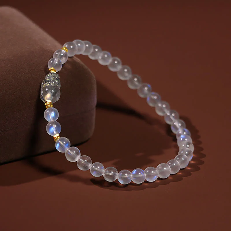 Braccialetto di guarigione PiXiu in pietra di luna naturale placcato oro in argento sterling 925 Buddha Stones - Image 3