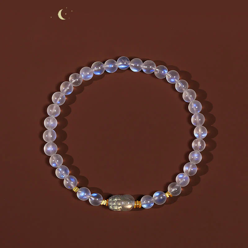 Braccialetto di guarigione PiXiu in pietra di luna naturale placcato oro in argento sterling 925 Buddha Stones - Image 6