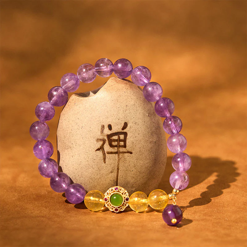 Braccialetto di meditazione Buddha Stones Natural Ametista - Image 3