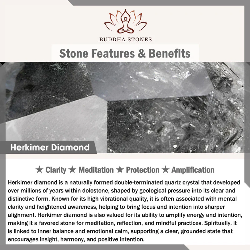 Braccialetto di meditazione con protezione e diamanti Herkimer Buddha Stones - Image 5