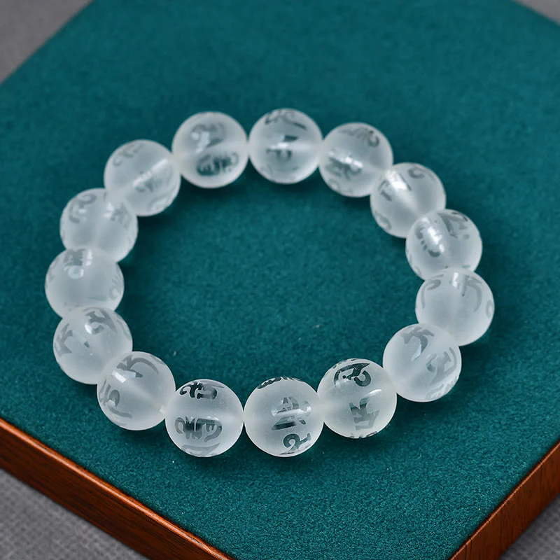 Braccialetto di meditazione Om Mani Padme Hum in onice nero e cristallo bianco del Tibet Buddha Stones - Image 11