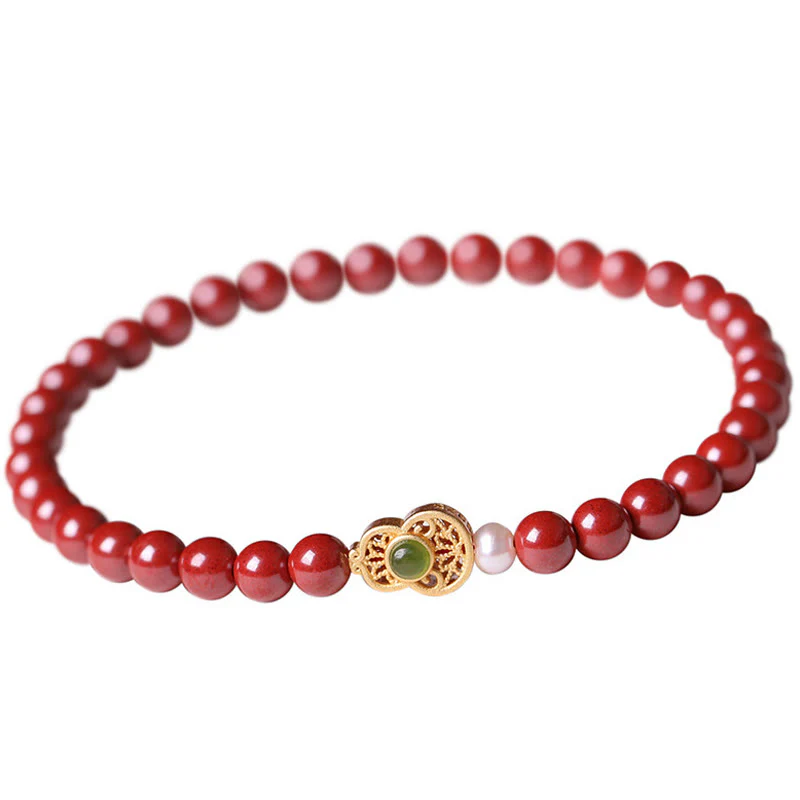 Braccialetto di perle di cinabro e zucca con Buddha Stones e perle di benedizione - Image 13
