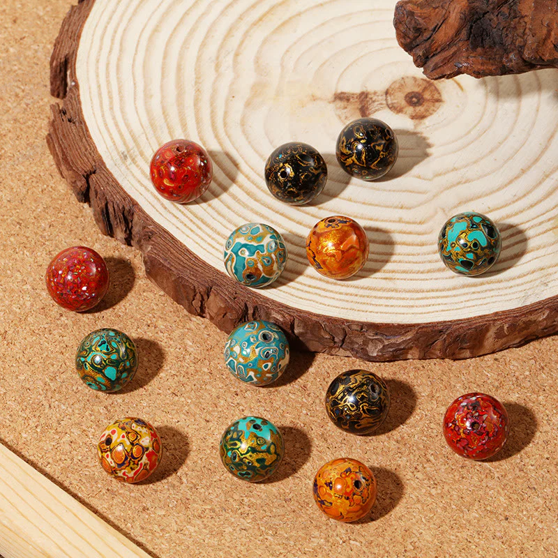 Braccialetto di perle di lacca multicolore naturale Buddha Stones Calm - Image 3