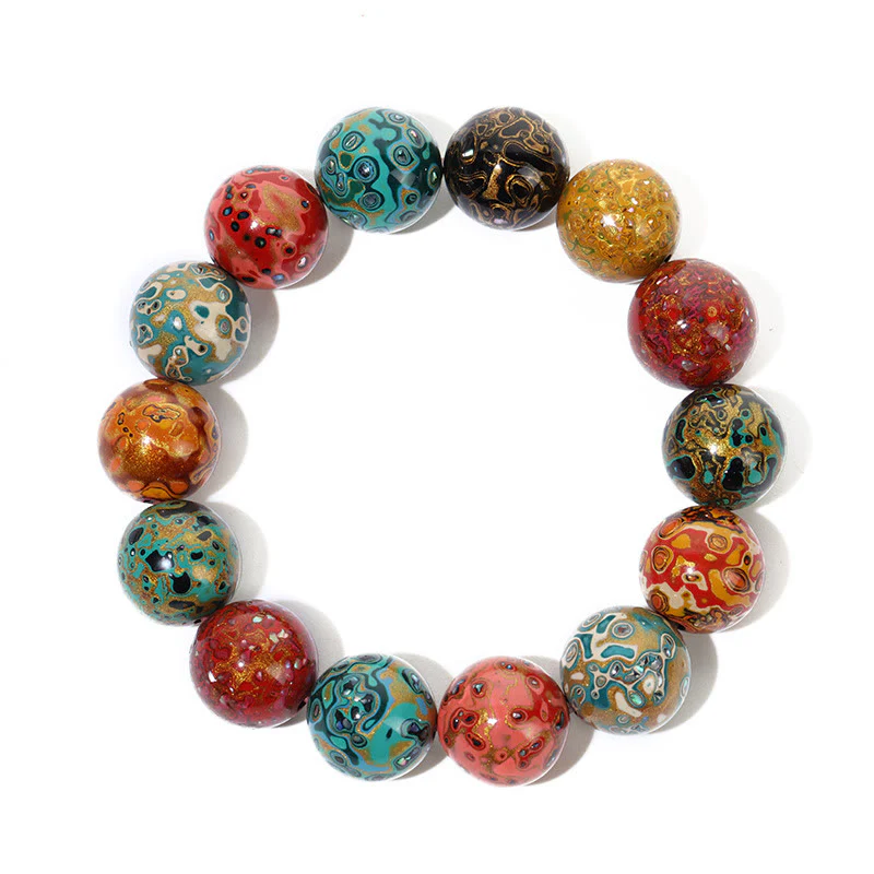 Braccialetto di perle di lacca multicolore naturale Buddha Stones Calm - Image 5