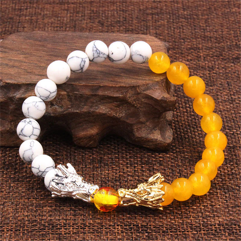 Braccialetto di perline con benedizione del drago, pietra lavica turchese bianco Buddha Stones - Image 11