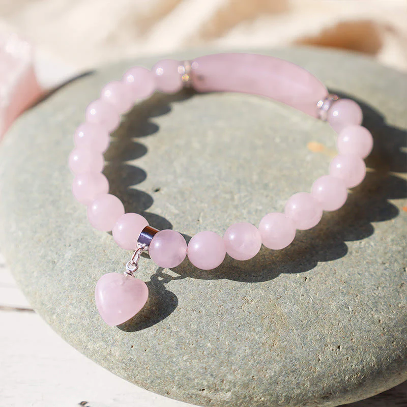 Braccialetto di perline curative con cuore d'amore in quarzo naturale Buddha Stones - Image 24