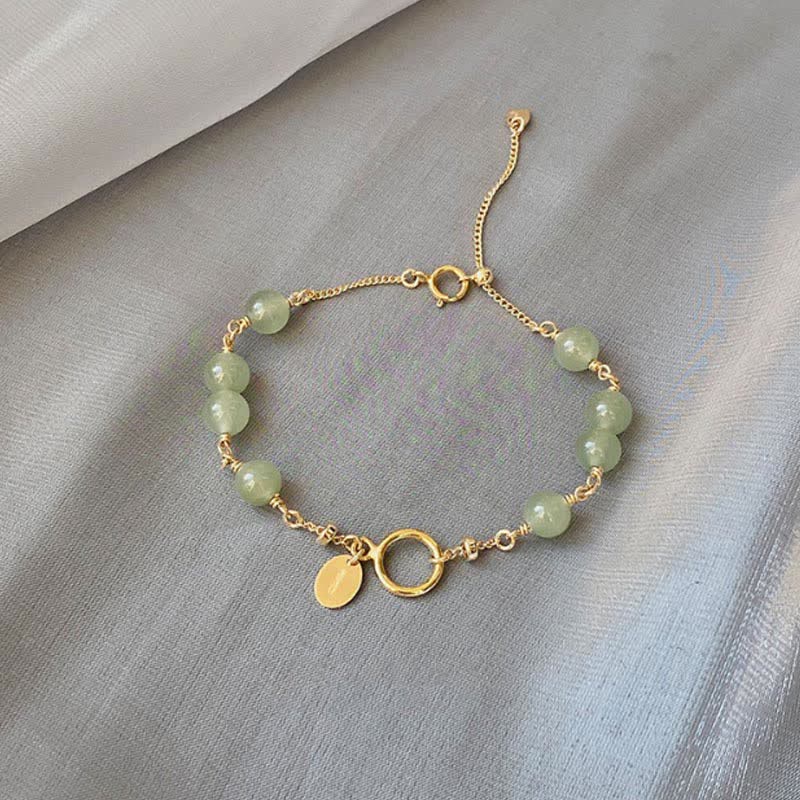 Braccialetto di perline della fortuna riempito d'oro 14K con giada naturale Hetian unica Buddha Stones