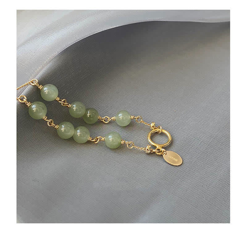 Braccialetto di perline della fortuna riempito d'oro 14K con giada naturale Hetian unica Buddha Stones - Image 12