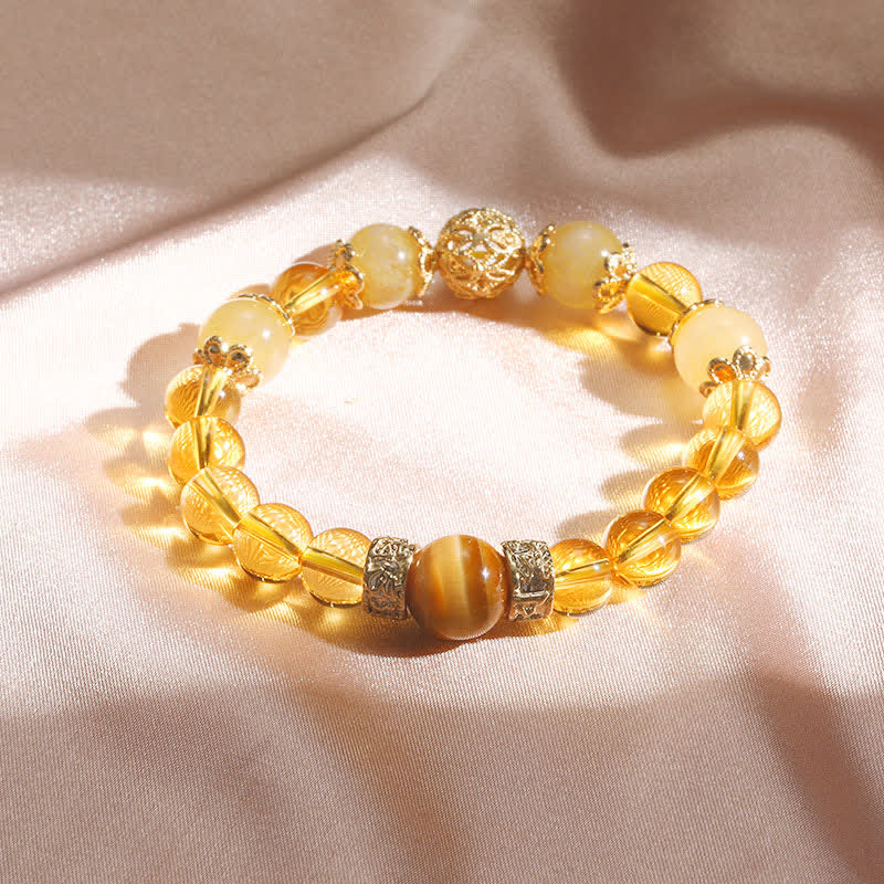 Braccialetto di perline di Buddha Stones Citrine Generosità Prosperità