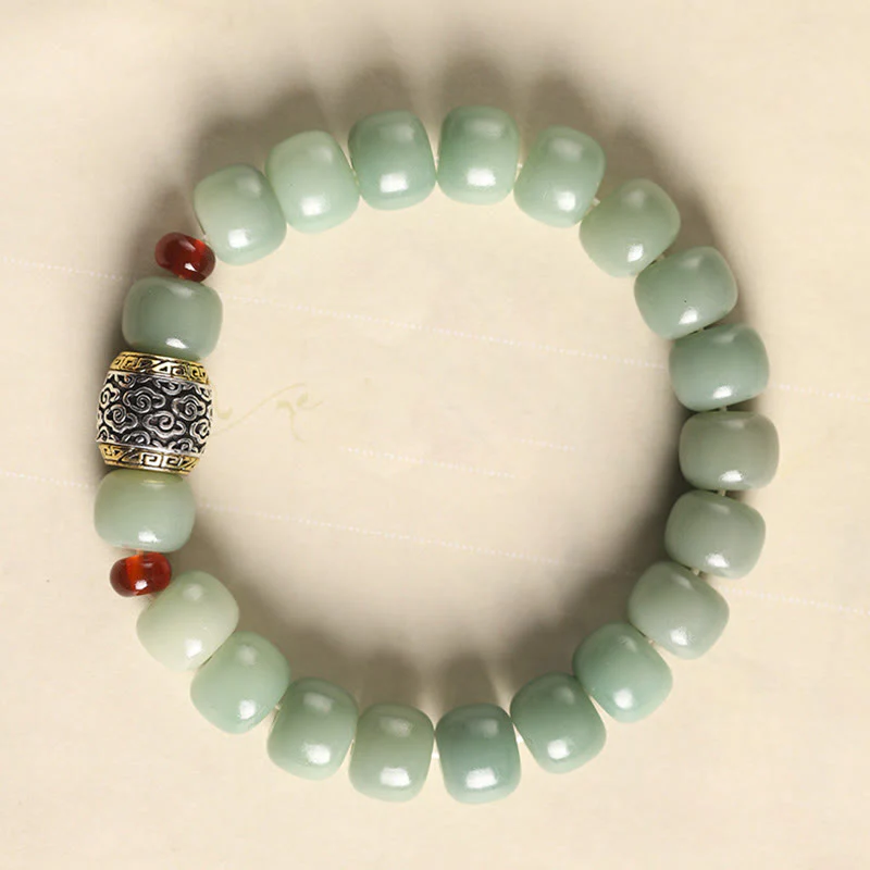 Braccialetto di perline di carattere Fu Buddha Stones, semi di Bodhi, nuvola di buon auspicio, pace