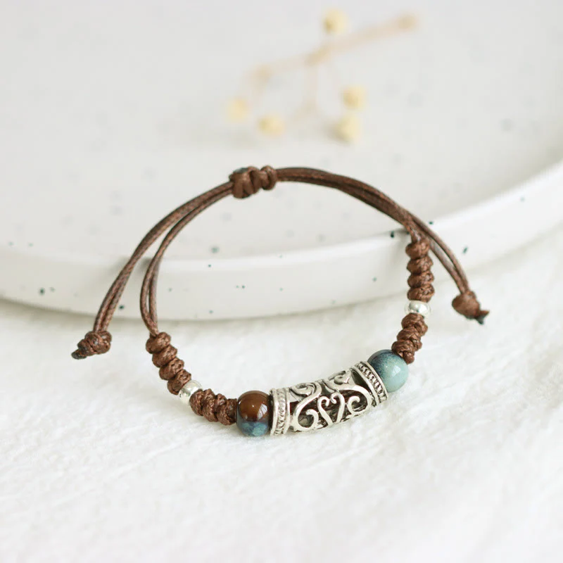 Braccialetto di perline di ceramica tibetana Wealth String - Image 2