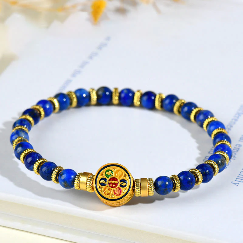 Bracciale equilibrio Buddha Stones, lazurite naturale, lapislazzuli Om Mani Padme Hum