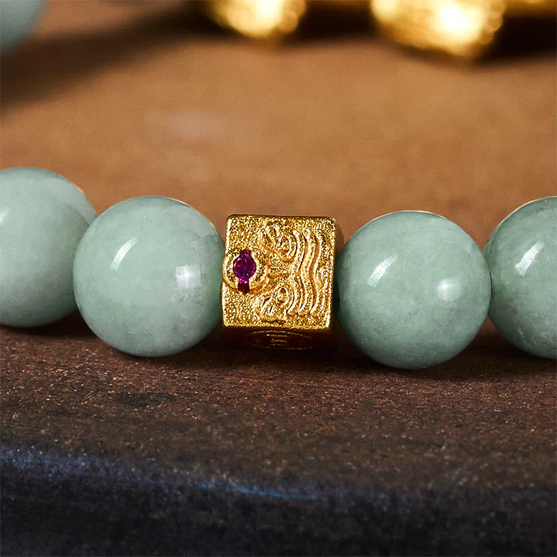 Braccialetto di perline di giada con ciondolo Pi Xiu dorato e Buddha Stones - Image 7