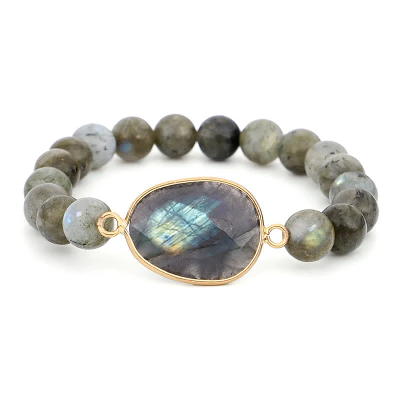 Braccialetto di perline di guarigione di supporto in pietra di luna e labradorite naturale Buddha Stones - Image 10