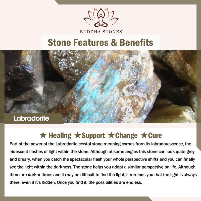Braccialetto di perline di guarigione di supporto in pietra di luna e labradorite naturale Buddha Stones - Image 11