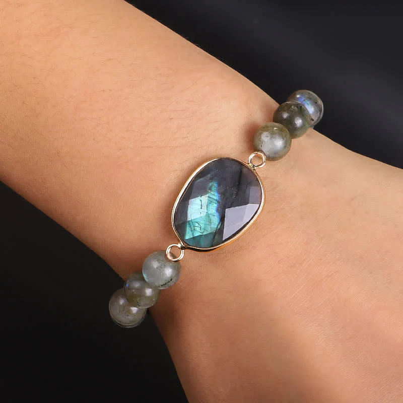 Braccialetto di perline di guarigione di supporto in pietra di luna e labradorite naturale Buddha Stones - Image 3