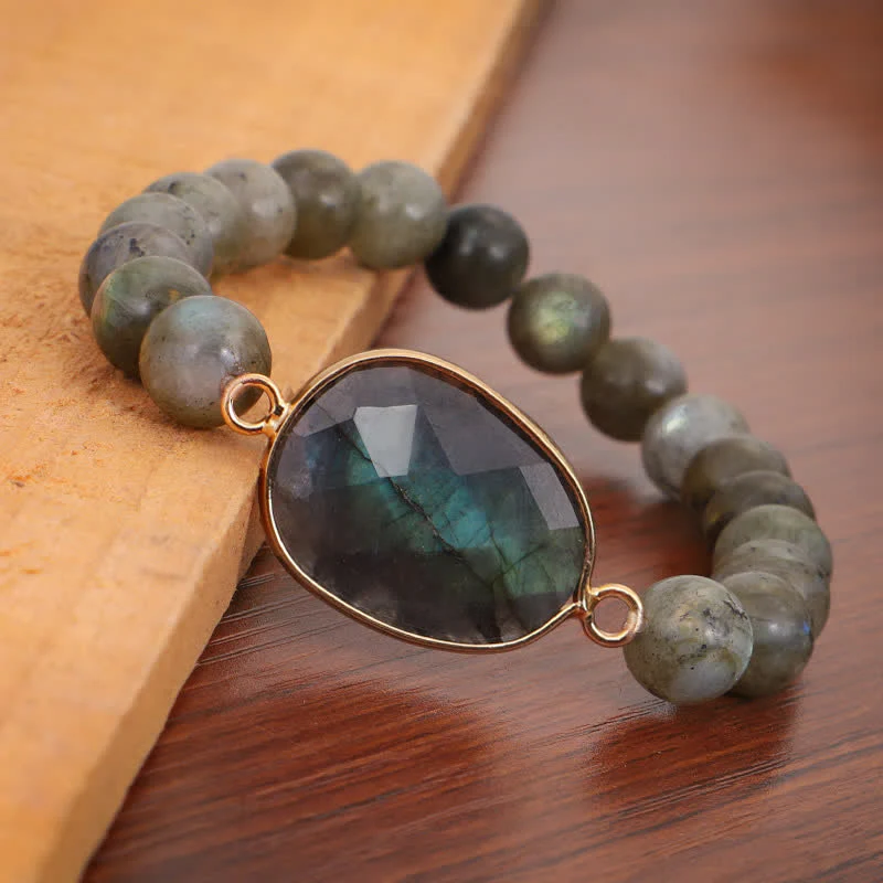 Braccialetto di perline di guarigione di supporto in pietra di luna e labradorite naturale Buddha Stones - Image 6