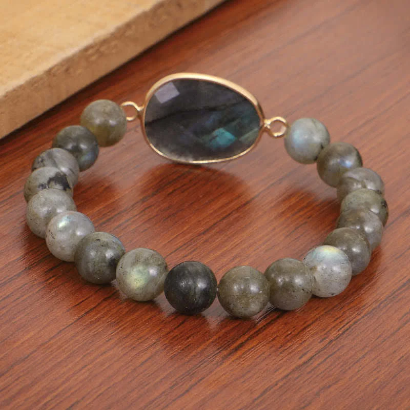 Braccialetto di perline di guarigione di supporto in pietra di luna e labradorite naturale Buddha Stones - Image 7