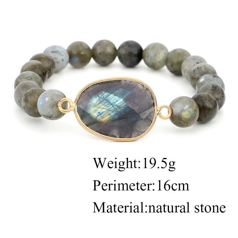Braccialetto di perline di guarigione di supporto in pietra di luna e labradorite naturale Buddha Stones - Image 9