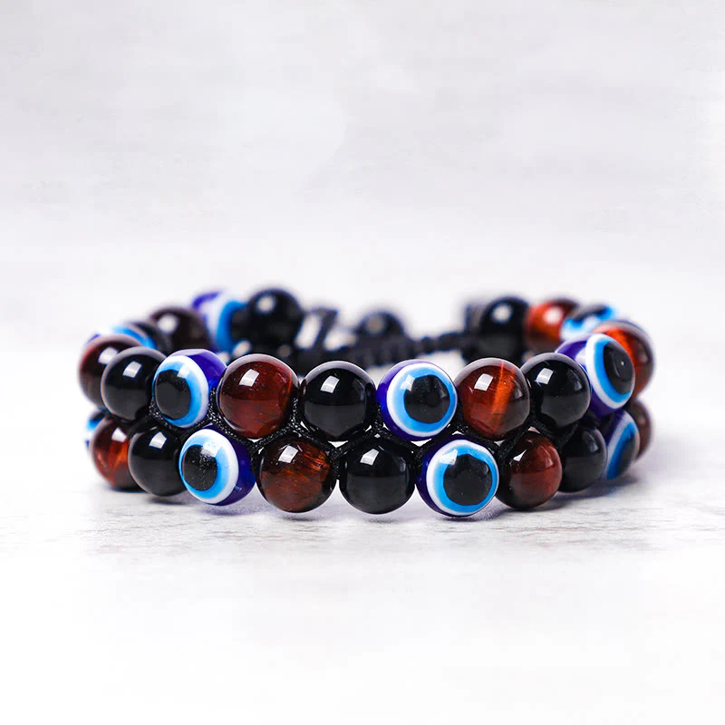Braccialetto di perline di protezione dell'occhio di tigre con ematite e Buddha Stones - Image 13